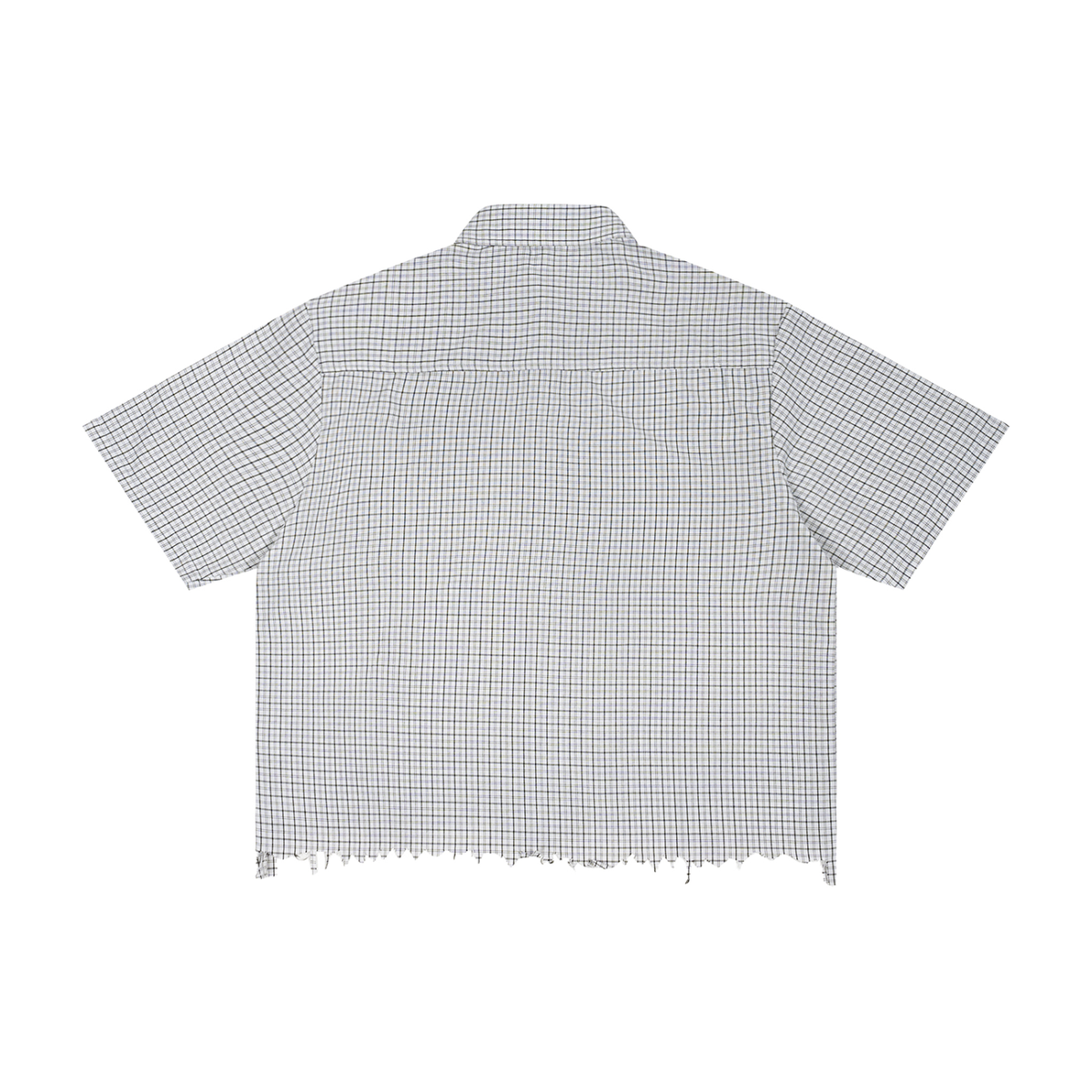 Distressed Plaid Shirt- White