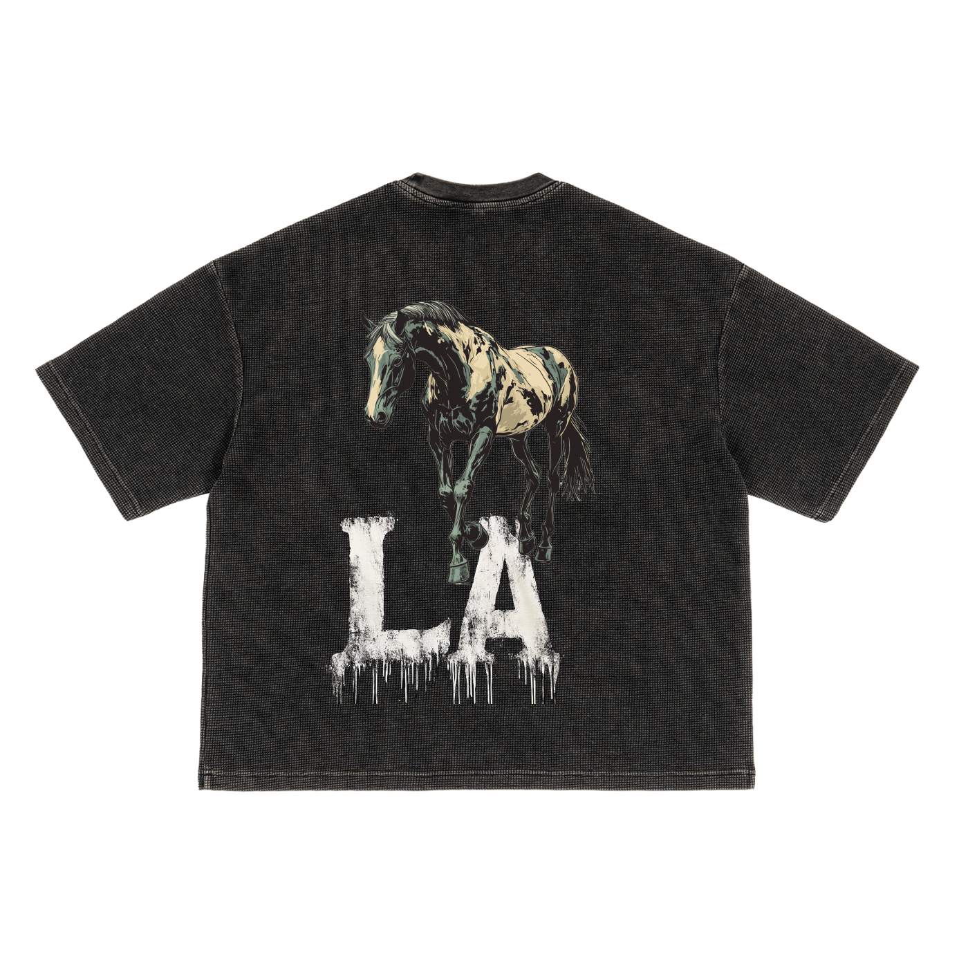 Horse in LA WAFFLE TEE - BLACK