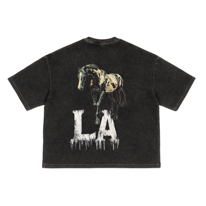 Horse in LA WAFFLE TEE - BLACK