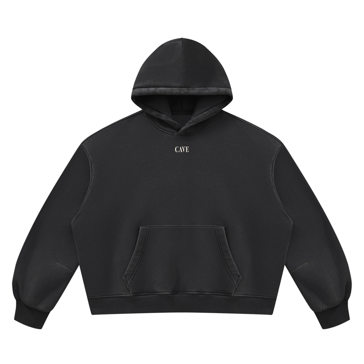 Boxy Fleece Hoodie - BLACK