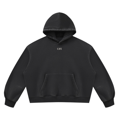 Boxy Fleece Hoodie - BLACK