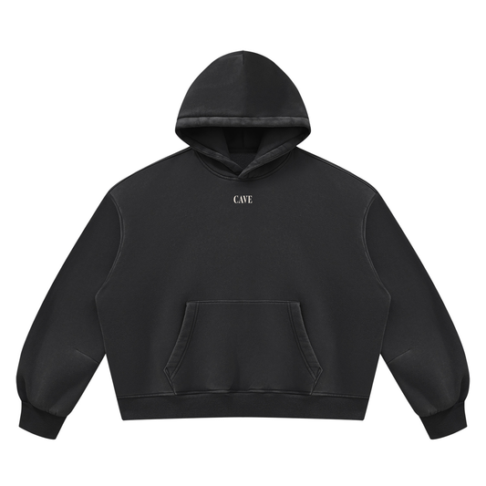 Boxy Fleece Hoodie - BLACK