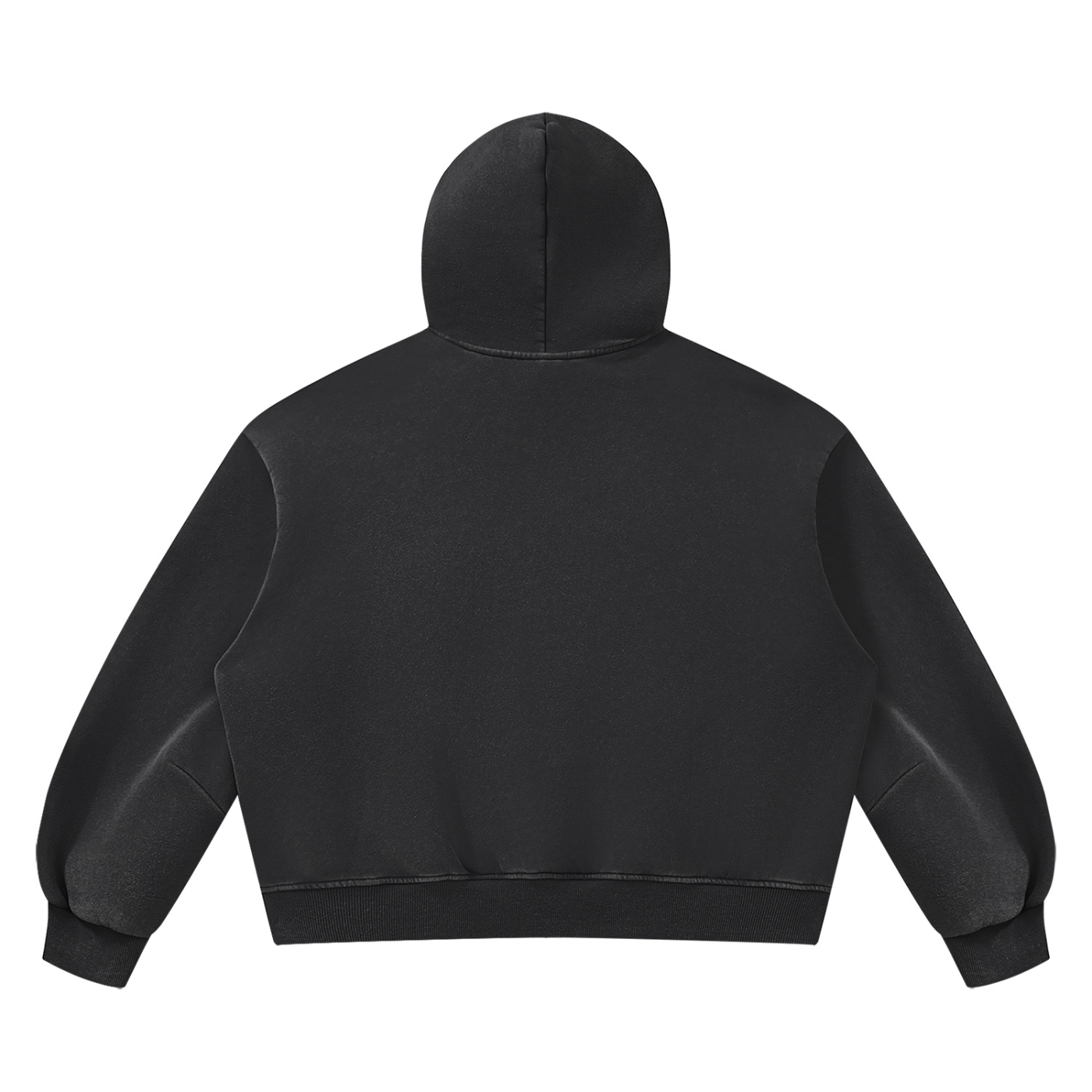 Boxy Fleece Hoodie - BLACK