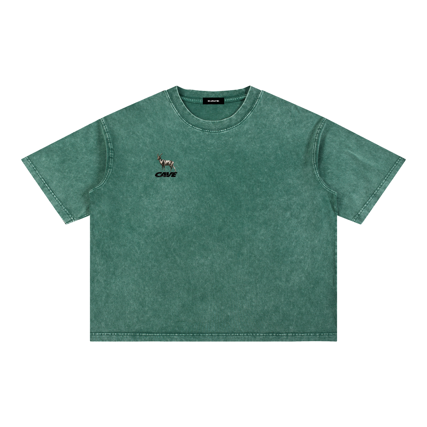 Boxy Cotton T-Shirt -GREEN/WHITE