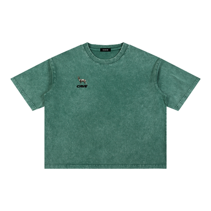 Boxy Cotton T-Shirt -GREEN/WHITE