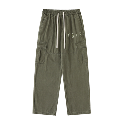 Drawstring Waist Straight-Leg Cargo Pants