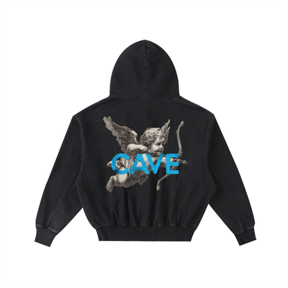 Frayed Enzyme Washed Fleece Hoodie