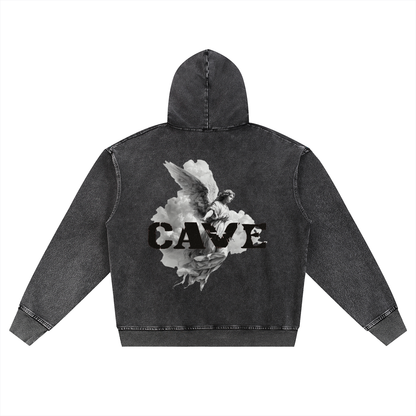 Snow Wash Oversized Zip-Up Hoodie