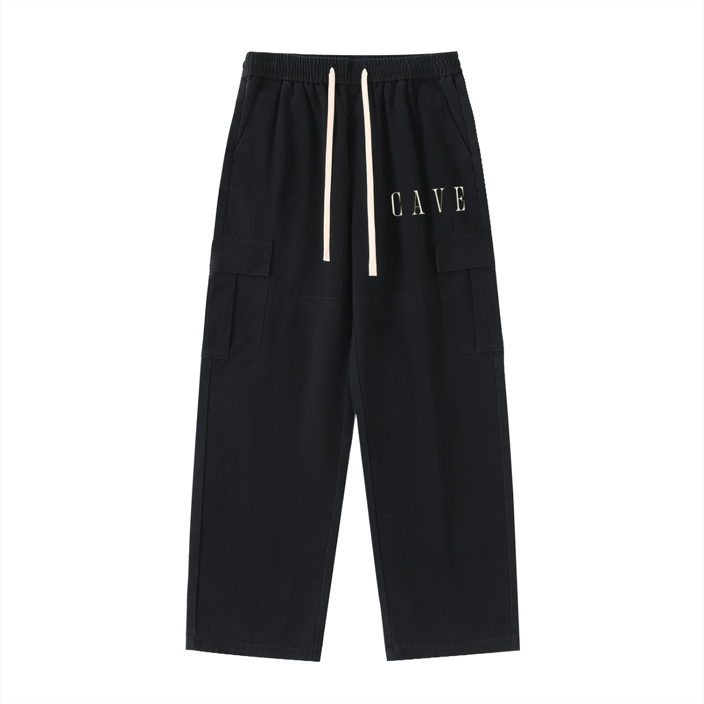 Drawstring Waist Straight-Leg Cargo Pants