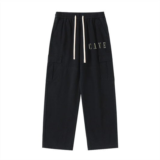 Drawstring Waist Straight-Leg Cargo Pants