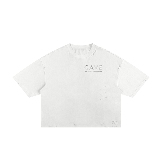 Frayed Boxy Tee - WHITE