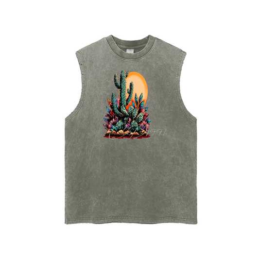 Snow Washed Frayed Hem Tank Top