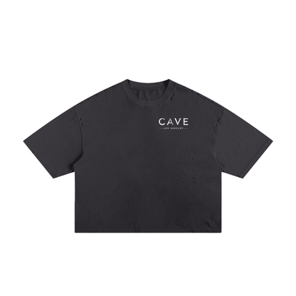 Frayed Boxy Tee - BLACK