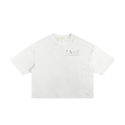 Frayed Boxy Tee - WHITE