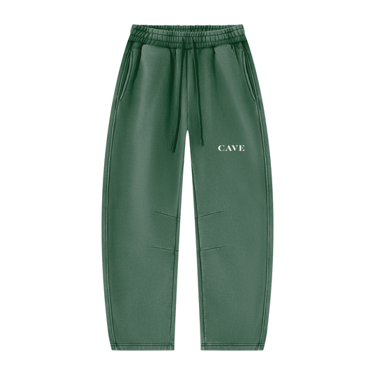 Barrel Leg Fleece Sweatpants - GREEN