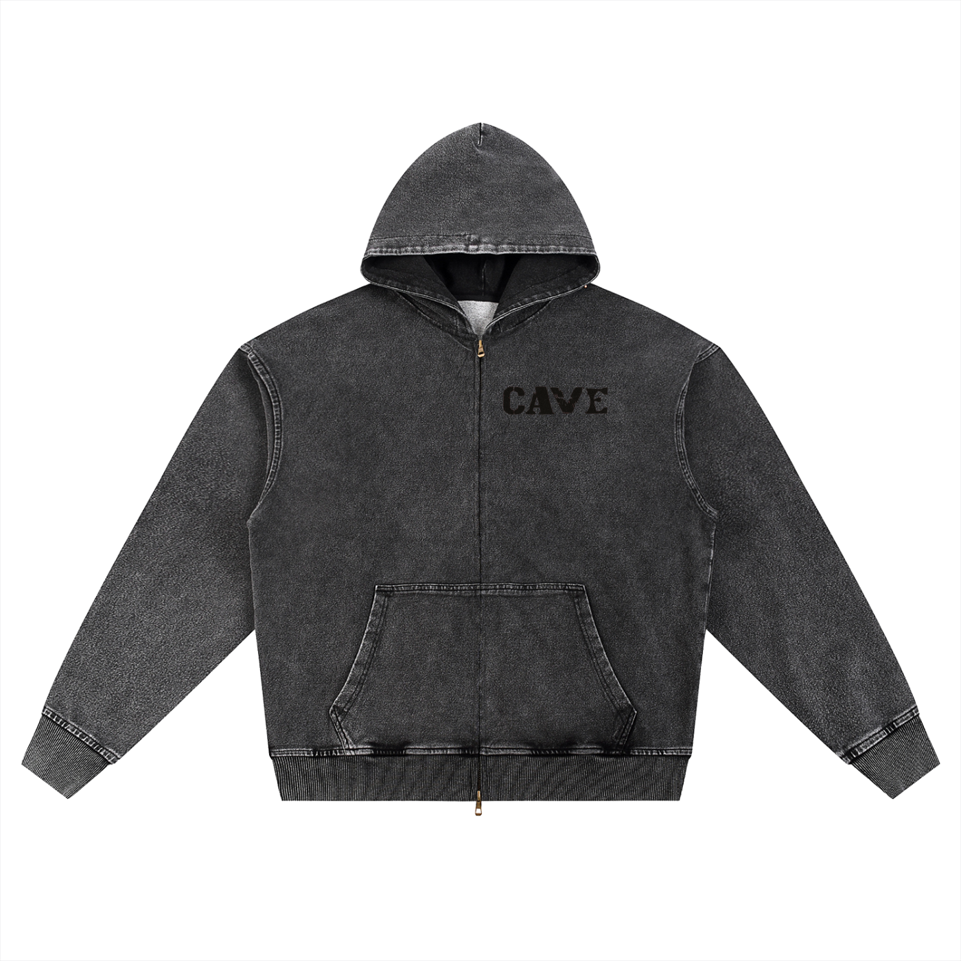 Snow Wash Oversized Zip-Up Hoodie