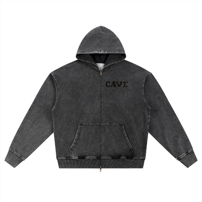 Snow Wash Oversized Zip-Up Hoodie