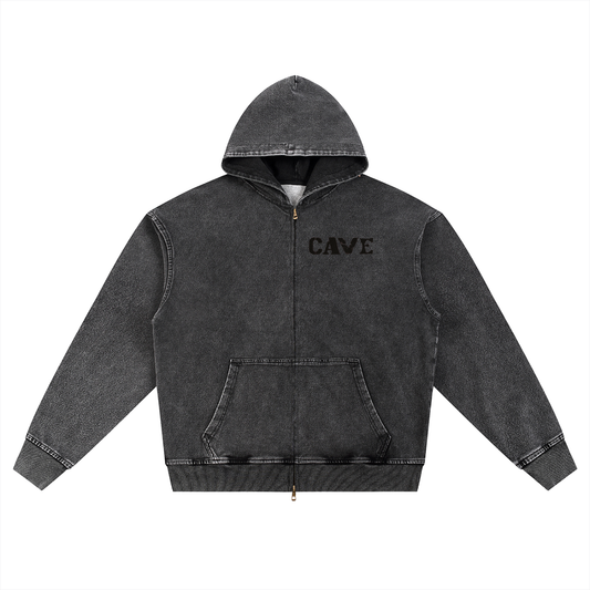 Snow Wash Oversized Zip-Up Hoodie